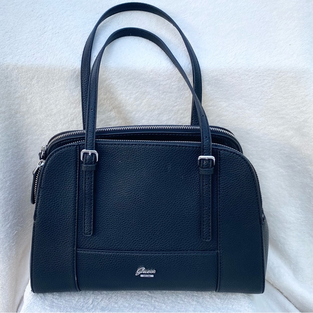 Guess Black Satchel with Silver Hardware